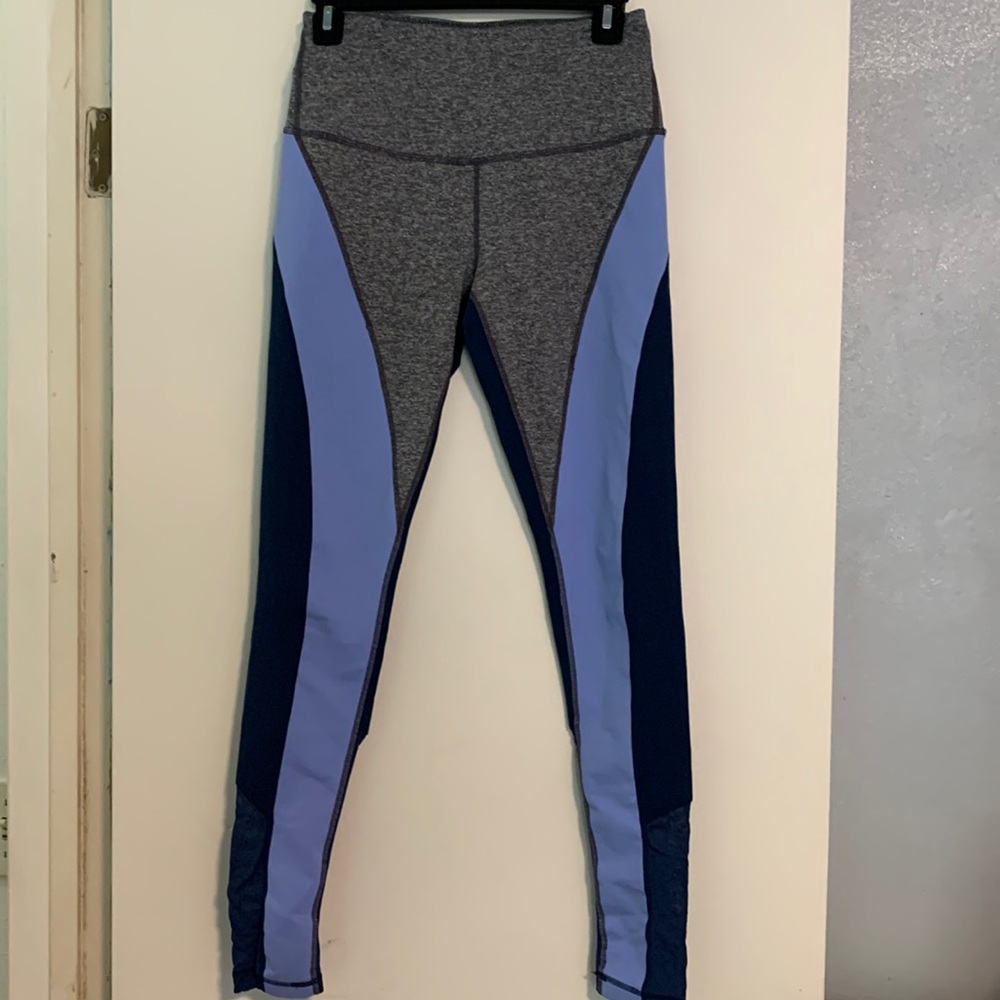ZELLA Gray Blue Colorblock High Waist Full Length Leggings Yoga Pants NWOT